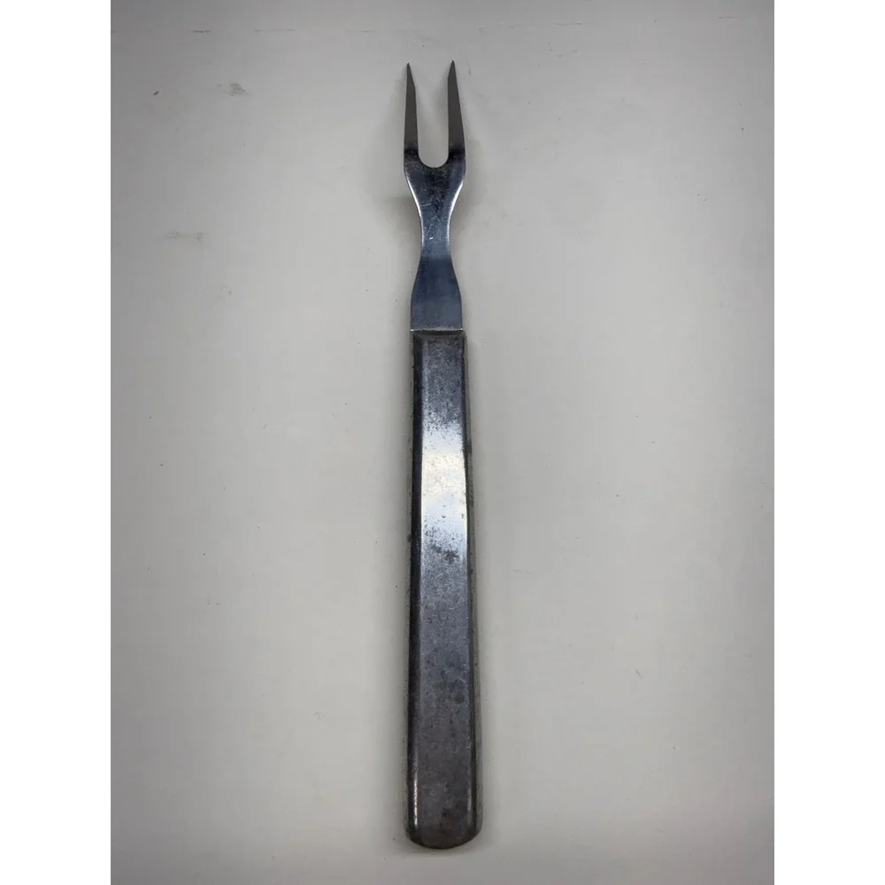 Vintage Stainless Steel Two Tine Meat Carving Fork Heavy Duty Kitchen Tool